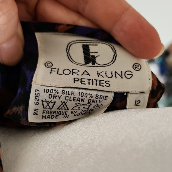 Rare Flora Kung Leopard Print Twist Front Dress Vintage Sz.12p Flattering - Picture 5 of 6